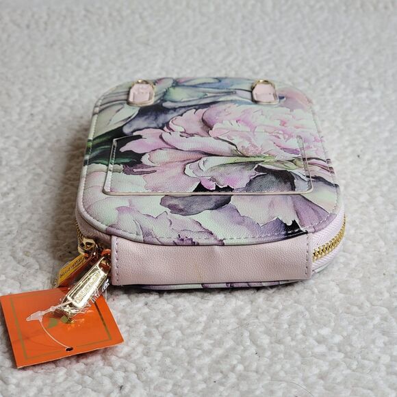Monarque Pink Peonies Item #88007 Crossbody Wallet Purse NWT No Handle Strap - Picture 4 of 8